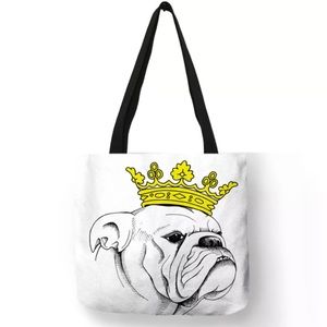 Eco-Friendly Crowned King English Bulldog Folding Tote Bag